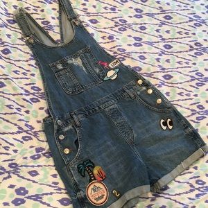 Top shop short overalls with patches
